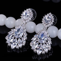 Elegant Chandelier AAA+ Cubic Zirconia Long Big Crystal Bridal Dangle Drop Earring For Wedding Jewelry