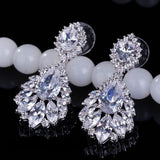 Elegant Chandelier AAA+ Cubic Zirconia Long Big Crystal Bridal Dangle Drop Earring For Wedding Jewelry