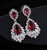 Elegant Chandelier AAA+ Cubic Zirconia Long Big Crystal Bridal Dangle Drop Earring For Wedding Jewelry