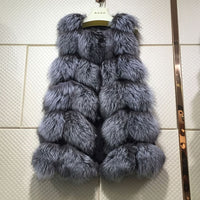 100% Real Fox Fur Vest Natural Whole Fox Fur Vest Gilet Women Regular Standard Covered Button Design Jackets Coat Plus Size 3XL