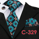 Silk Ties Pocket Square Cufflinks Fashion Floral Ties for Men 8.5cm Corbatas