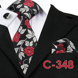 Silk Ties Pocket Square Cufflinks Fashion Floral Ties for Men 8.5cm Corbatas