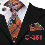 Silk Ties Pocket Square Cufflinks Fashion Floral Ties for Men 8.5cm Corbatas