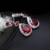 Elegant Water Drop Shaped Cubic Zirconia Crystal Bridal Long Earrings Luxury Wedding Jewelry For Brides