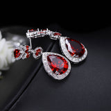 Elegant Water Drop Shaped Cubic Zirconia Crystal Bridal Long Earrings Luxury Wedding Jewelry For Brides