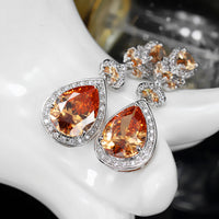 Elegant Water Drop Shaped Cubic Zirconia Crystal Bridal Long Earrings Luxury Wedding Jewelry For Brides