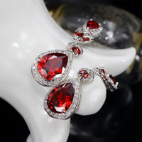 Elegant Water Drop Shaped Cubic Zirconia Crystal Bridal Long Earrings Luxury Wedding Jewelry For Brides