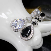Elegant Water Drop Shaped Cubic Zirconia Crystal Bridal Long Earrings Luxury Wedding Jewelry For Brides