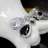 Elegant Water Drop Shaped Cubic Zirconia Crystal Bridal Long Earrings Luxury Wedding Jewelry For Brides