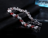 Jewelry Silver Color Leaf Charm CZ Crystal Female Bracelets Bangles For Women