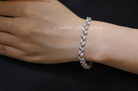 Jewelry Silver Color Leaf Charm CZ Crystal Female Bracelets Bangles For Women