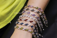 Jewelry Silver Color Leaf Charm CZ Crystal Female Bracelets Bangles For Women