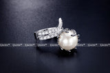 Natural Freshwater Pearl Ring For Women White Gold Color AAA Zircon Pave Luxury Rings Fashion Jewelry High Quality