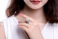Natural Freshwater Pearl Ring For Women White Gold Color AAA Zircon Pave Luxury Rings Fashion Jewelry High Quality