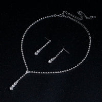 Silver Plated Celebrity Style Drop Crystal Necklace Earrings Jewelry Sets