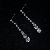 Silver Plated Celebrity Style Drop Crystal Necklace Earrings Jewelry Sets