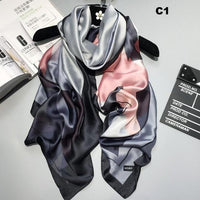 Women Silk Scarf Designer Plaid Summer Beach Shawls and Foulard Wrap Scarves Female Pure Silk Beach Stole