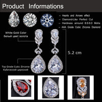 Elegant Water Drop Shaped Cubic Zirconia Crystal Bridal Long Earrings Luxury Wedding Jewelry For Brides