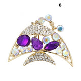 New Bride Bouquet Summer Purple Brooch Jewelry Korean Flower Crystal Rhinestone Brooch Pins Brooches For Wedding Women