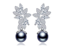 New Hot Selling Statement Brincos Micro Paved Tiny CZ Gray Simulated Pearl Drop Earrings for Women Dangle Jewelry Gift