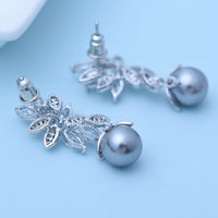 New Hot Selling Statement Brincos Micro Paved Tiny CZ Gray Simulated Pearl Drop Earrings for Women Dangle Jewelry Gift