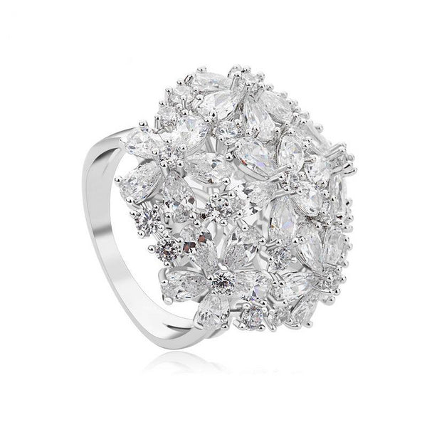 New Luxury AAA Clear Cubic ZIrconia Elegant Bowknot Wedding Rings Women Bridal Engagement