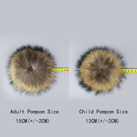 Children and Adult Winter Scarf Set for Girls Boys Kids Knitted Woman Real Fox Fur Pom Pom Ears Baby Shawl