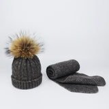 Children and Adult Winter Scarf Set for Girls Boys Kids Knitted Woman Real Fox Fur Pom Pom Ears Baby Shawl