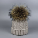 Children and Adult Winter Scarf Set for Girls Boys Kids Knitted Woman Real Fox Fur Pom Pom Ears Baby Shawl