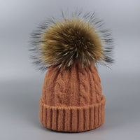 Children and Adult Winter Scarf Set for Girls Boys Kids Knitted Woman Real Fox Fur Pom Pom Ears Baby Shawl