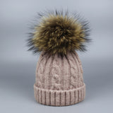 Children and Adult Winter Scarf Set for Girls Boys Kids Knitted Woman Real Fox Fur Pom Pom Ears Baby Shawl