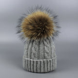 Children and Adult Winter Scarf Set for Girls Boys Kids Knitted Woman Real Fox Fur Pom Pom Ears Baby Shawl