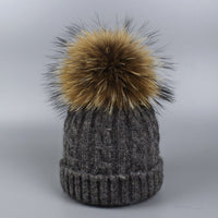 Children and Adult Winter Scarf Set for Girls Boys Kids Knitted Woman Real Fox Fur Pom Pom Ears Baby Shawl