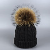 Children and Adult Winter Scarf Set for Girls Boys Kids Knitted Woman Real Fox Fur Pom Pom Ears Baby Shawl
