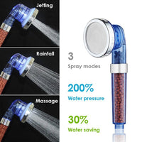 3 Function Adjustable Jetting Shower Head Bathroom High Pressure Water Handheld Saving Anion Filter SPA Shower Heads