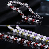 Jewelry Silver Color Leaf Charm CZ Crystal Female Bracelets Bangles For Women