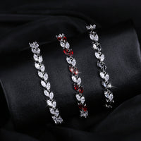 Jewelry Silver Color Leaf Charm CZ Crystal Female Bracelets Bangles For Women