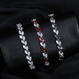 Jewelry Silver Color Leaf Charm CZ Crystal Female Bracelets Bangles For Women