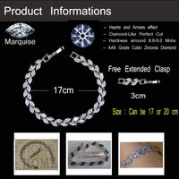 Jewelry Silver Color Leaf Charm CZ Crystal Female Bracelets Bangles For Women