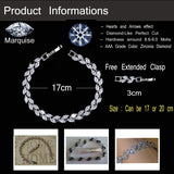 Jewelry Silver Color Leaf Charm CZ Crystal Female Bracelets Bangles For Women