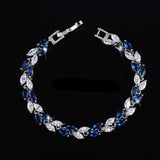 Jewelry Silver Color Leaf Charm CZ Crystal Female Bracelets Bangles For Women