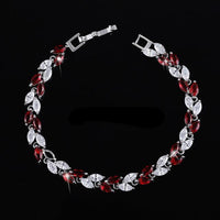 Jewelry Silver Color Leaf Charm CZ Crystal Female Bracelets Bangles For Women