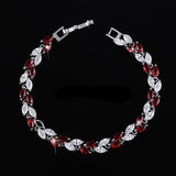 Jewelry Silver Color Leaf Charm CZ Crystal Female Bracelets Bangles For Women
