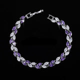 Jewelry Silver Color Leaf Charm CZ Crystal Female Bracelets Bangles For Women