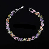 Jewelry Silver Color Leaf Charm CZ Crystal Female Bracelets Bangles For Women