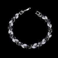 Jewelry Silver Color Leaf Charm CZ Crystal Female Bracelets Bangles For Women