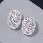 Classic Design Romantic Jewelry Silver Color AAA Cubic Zirconia Stone Stud Earrings For Women Elegant Wedding Jewelry
