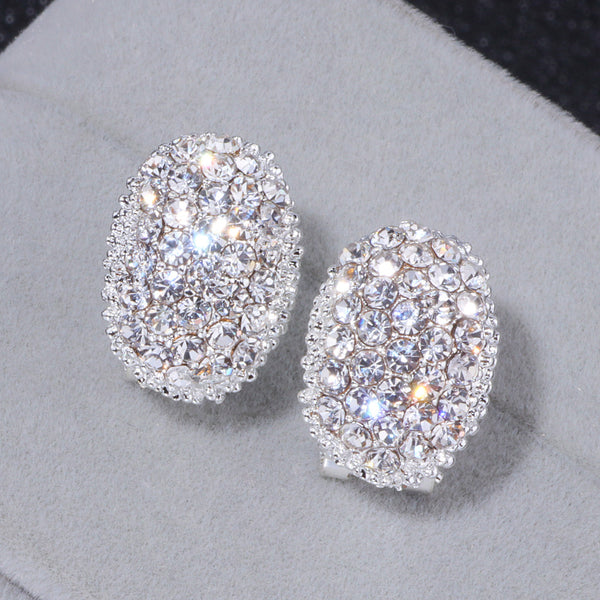 Classic Design Romantic Jewelry Silver Color AAA Cubic Zirconia Stone Stud Earrings For Women Elegant Wedding Jewelry