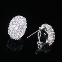 Classic Design Romantic Jewelry Silver Color AAA Cubic Zirconia Stone Stud Earrings For Women Elegant Wedding Jewelry