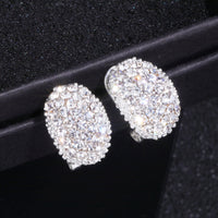 Classic Design Romantic Jewelry Silver Color AAA Cubic Zirconia Stone Stud Earrings For Women Elegant Wedding Jewelry